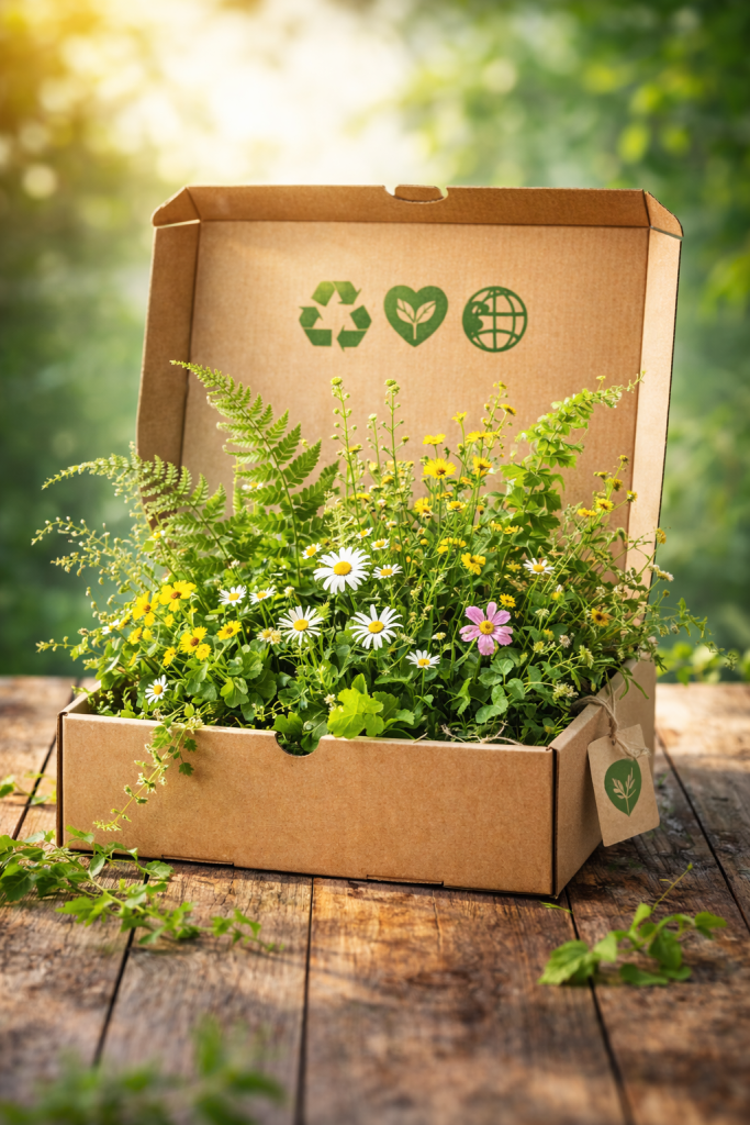 Box remplie de verdure, éthique, responsable